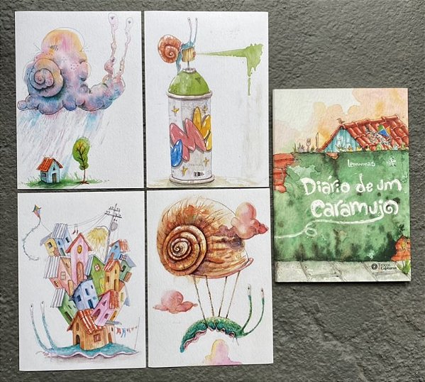 4 posters série 1 + 1 livro diário de um caramujo