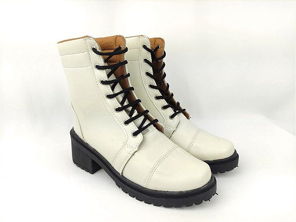 Bota Coturno Cano Curto Off White Clássica Promocional