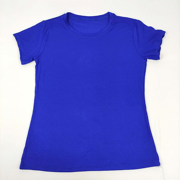 Camiseta Feminina T-Shirt Básica Lisa Azul Royal - Josy Medeiros