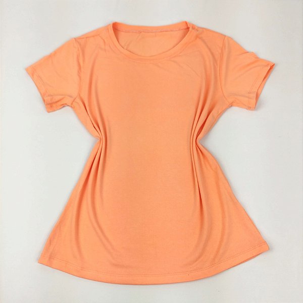 Camiseta Feminina T-Shirt Básica Lisa Laranja Claro Coral