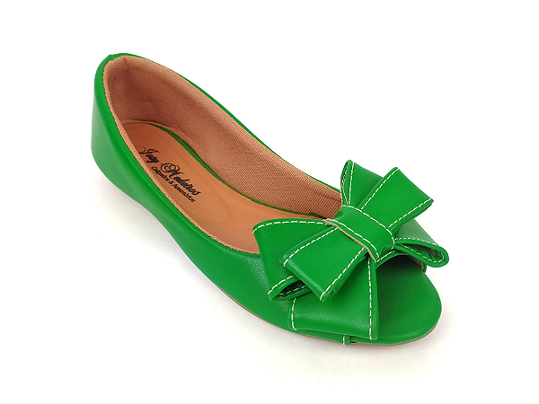 Peep Toe Verde Bandeira com Laço Grande