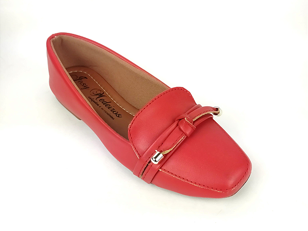 Sapatilha Vermelha Bico Quadrado com Lacinho Slipper