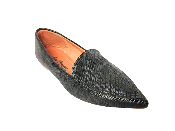 Sapatilha Croco Preto Textura Bico Alongado