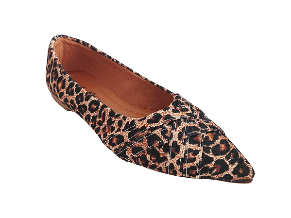 Sapatilha Alongada Onça Animal Print Trançada