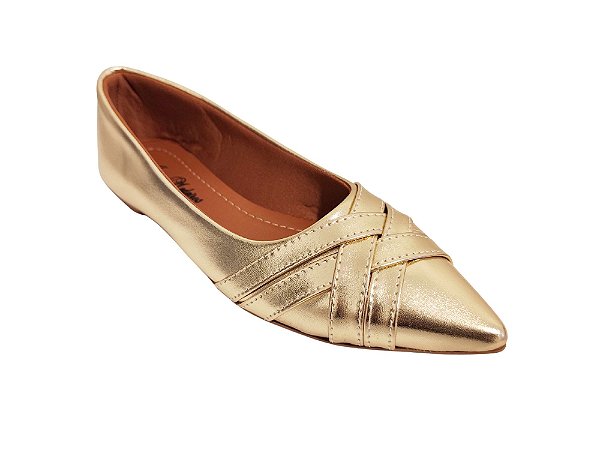 Sapatilha Alongada Dourada Ouro Trançada