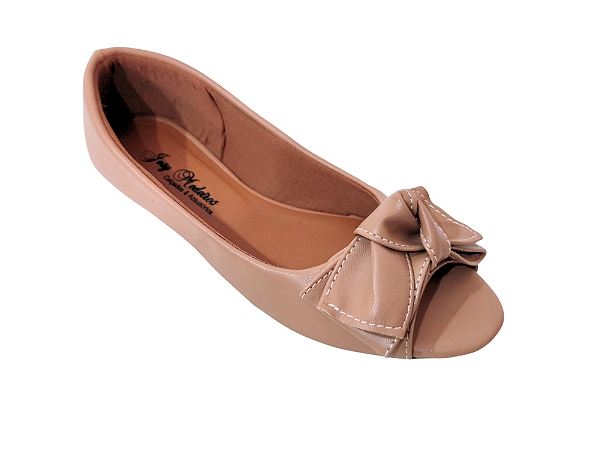Peep Toe Nude Fosca com Laço Nó