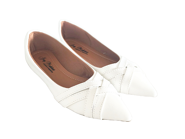 Sapatilha Alongada Branca Trançada