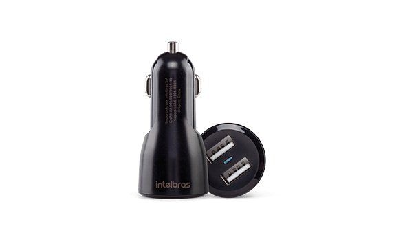 Carregador veicular universal USB com 2 portas Intelbras ECV 2 Fast