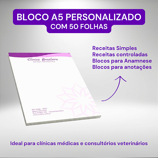 Blocos 15x21cm, com 50 folhas cada - Personalizados