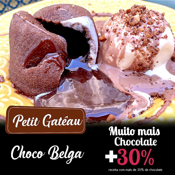 Petit Gâteau 70% cacau BELGA sem glúten e sem lactose  -6 unidades