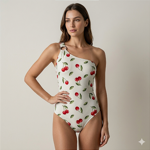 Maiô Riviera Cereja Ombro Só com Bojo