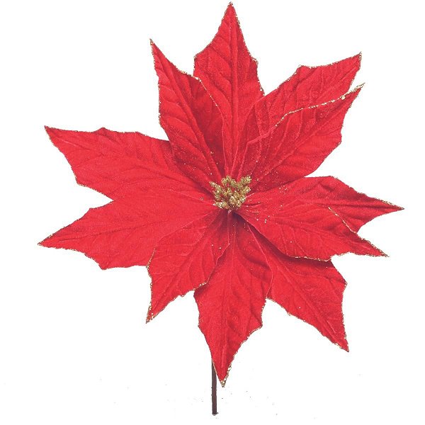 Flor de Natal Vermelha Aveludada Poinsetia 45cm
