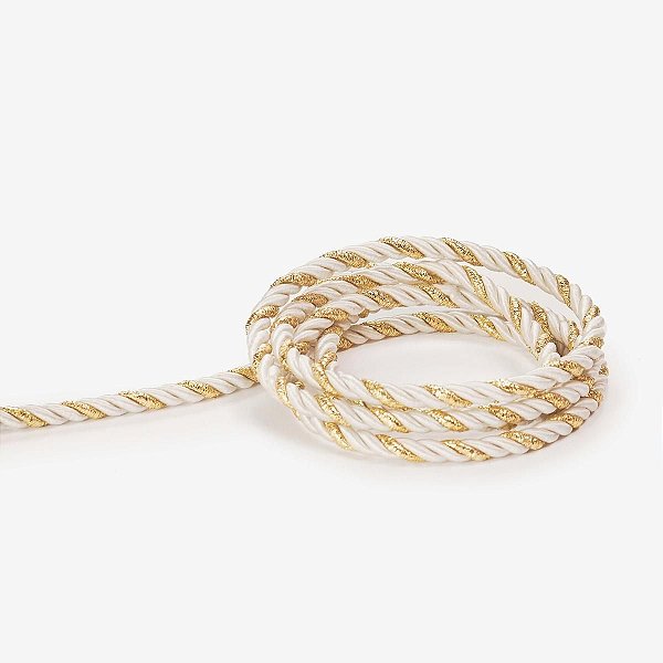 Cordão Dourado com Branco Duplo 0,4cm x 9,14m