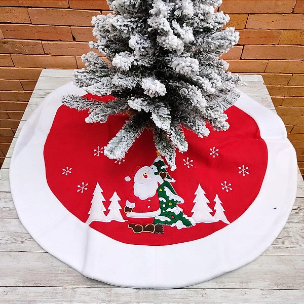 Saia para Árvore de Natal Cromus Vermelha Noel e Pinheiro 70cm - Daluel