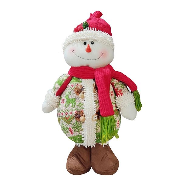 Boneco de Neve Decorativo Malha de Rena Smile 40cm