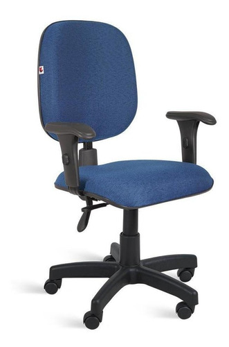 Cadeira Ágata Diretor Back Braço Regulável Tecido Azul Com Preto