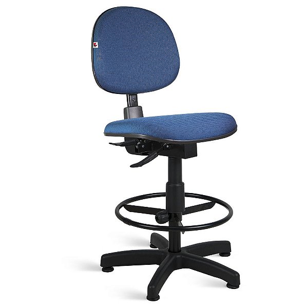 Cadeira Caixa Executiva Back System Tecido Azul Com Preto