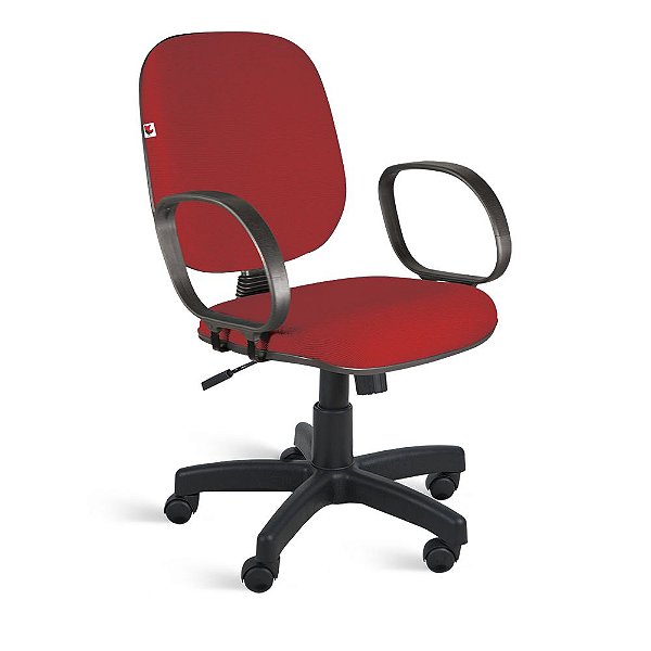 Cadeira Diretor Relax Braços Tecido Vermelho