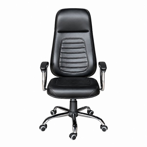 Cadeira Ônix Pres Extra Relax Base Crom Braço Crom Couríssimo Preto
