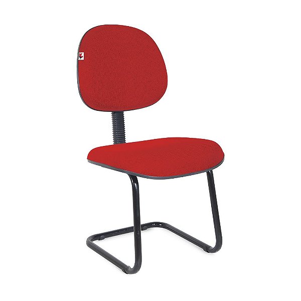Cadeira Executiva Pé Contínuo Tecido Vermelho