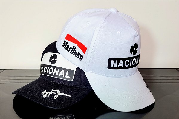 Combo - Boné Ayrton Senna Branco e Preto Preto