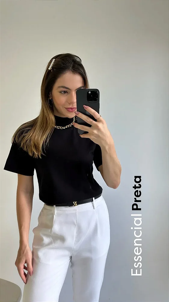 Camiseta Essencial Preto em Malha Menegotti