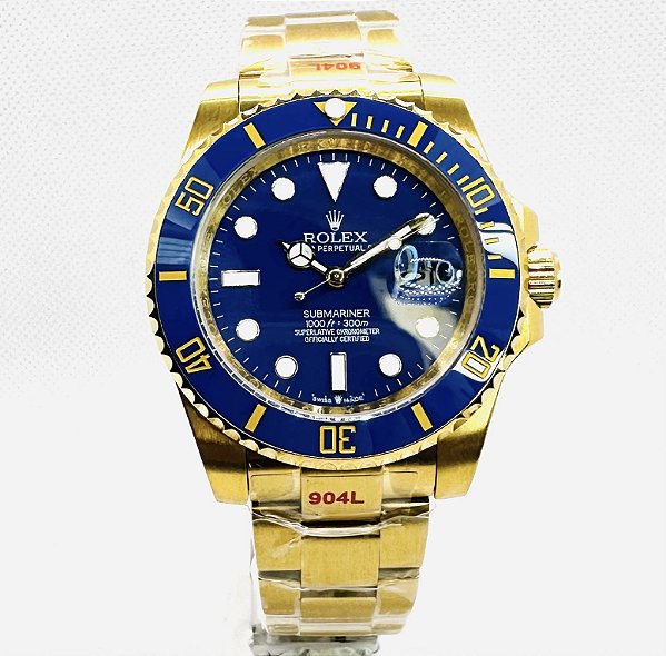 Relógio masculino linha Premium Submariner Bluesy Automático Pulseira de Aço inoxidável Oyster 904L a prova d’água 40m