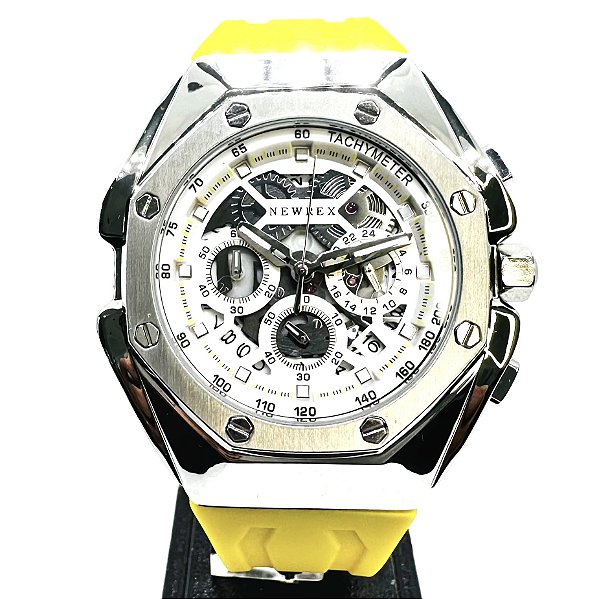 Relógio masculino linha original Newrex N6026 Pulseira de borracha a prova d’água 40m