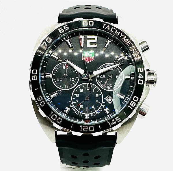 Relógio masculino linha Premium modelo Tag Heuer Fórmula 1 Red Bull Pulseira de borracha A prova d’água 40m