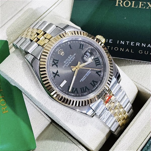 Relógio masculino linha Premium Datejust automático Pulseira de aço inoxidavel Jubilee resistência 20m
