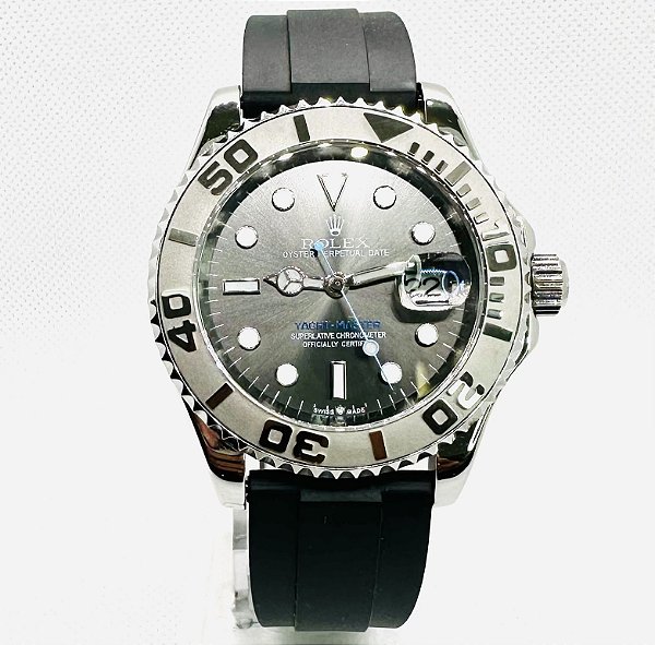 Relógio masculino linha Premium modelo Yacht-Master automático Pulseira de borracha oyster flex a prova d’água 40m