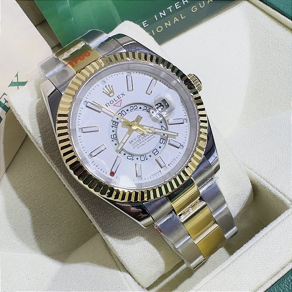 Relógio masculino linha Premium modelo Sky-Dweller automático Pulseira de aço inoxidável oyster 904L a prova d’água 40m