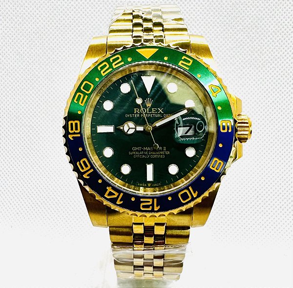 Relógio masculino linha master modelo Gmt-Master II Pulseira de aço inoxidável Jubileu a prova d’água 20m