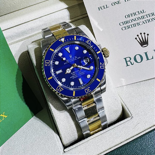 Relógio masculino linha Premium Submariner Bluesy Automático Pulseira de Aço inoxidável oyster 904L a prova dágua 40m