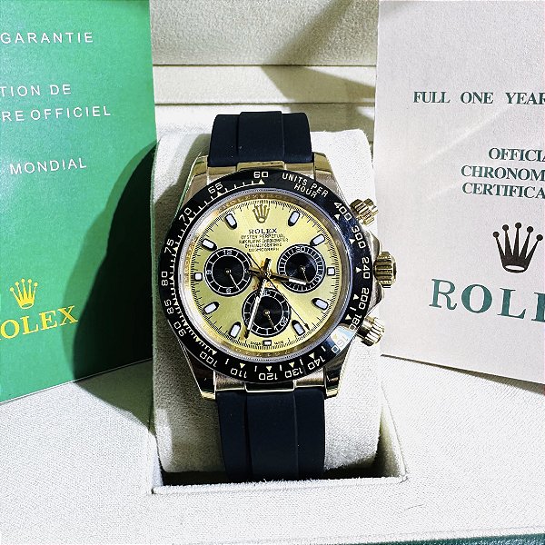Relógio masculino linha Premium Daytona Pikachu automático Pulseira de borracha Oyster flex a prova d’água 40m