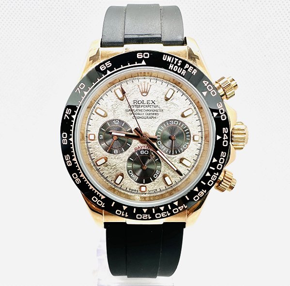 Relógio masculino linha Premium Daytona Automático Pulseira de borracha Oyster flex a prova d’água 40m