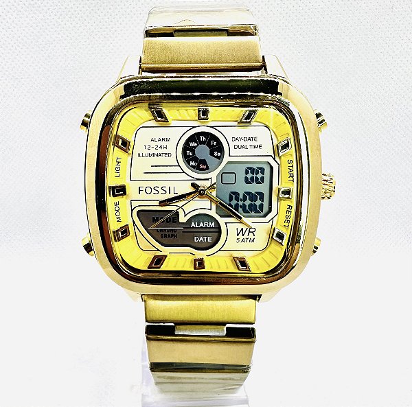 Relógio masculino linha master Modelo Fossil Pulseira de aço inoxidável a prova dágua 20m