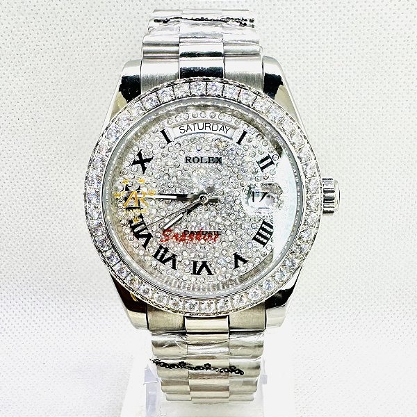 Relógio masculino Linha Premium Day-Date Automático Pulseira de aço inoxidável President 904l a prova d´agua 40m