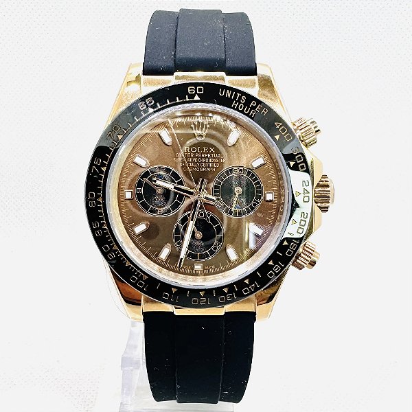Relógio masculino linha Premium Daytona Automático Pulseira de borracha Oyster flex a prova d’água 40m