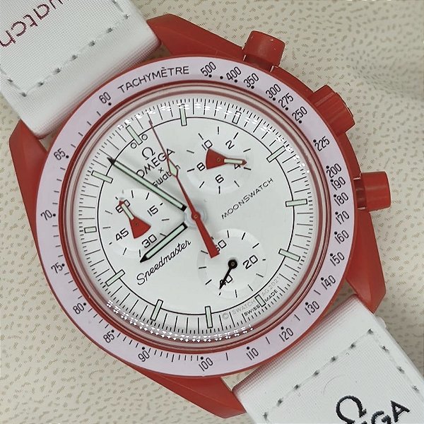 Relógio masculino linha Premium Omega Speedmaster Swatch Pulseira de Couro a prova d’água 40m