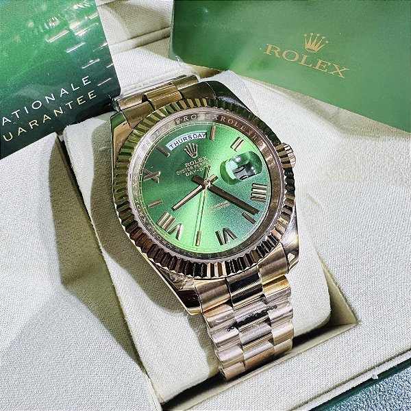 Relógio masculino Linha Premium Day-Date Automático Pulseira de aço inoxidável President 904l a prova d´agua 40m
