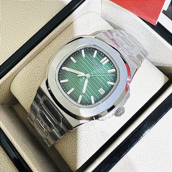Relógio masculino linha Premium modelo Patek Nautilus automático Pulseira de Aço inoxidável 904l a prova d’água 40m