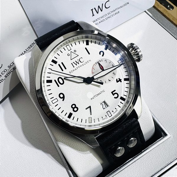 Relógio masculino linha premium IWC Big Pilot Pulseira de couro a prova d’água 40m