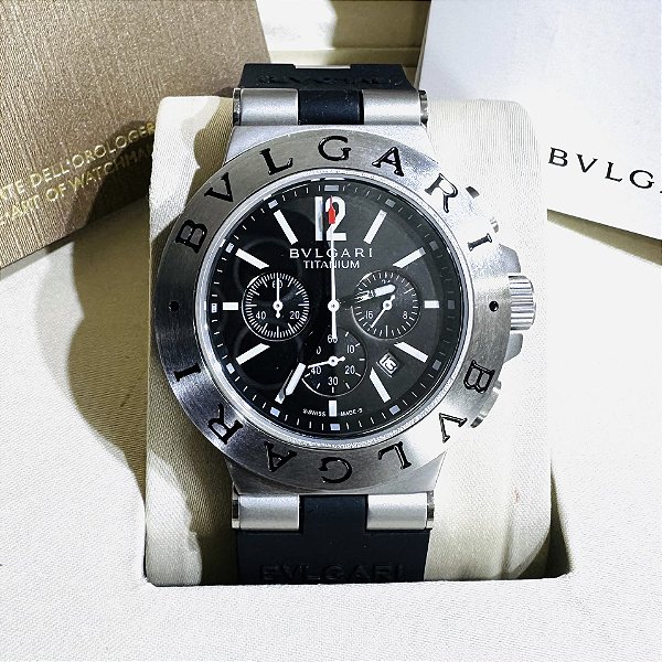 Relógio masculino linha Premium Bvlgari Aluminium Pulseira de Borracha a prova d’água 40m