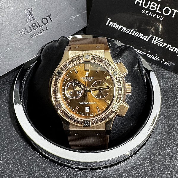Relógio masculino linha Premium modelo Geneve Big Bang Pulseira de Borracha a prova d’água 40m