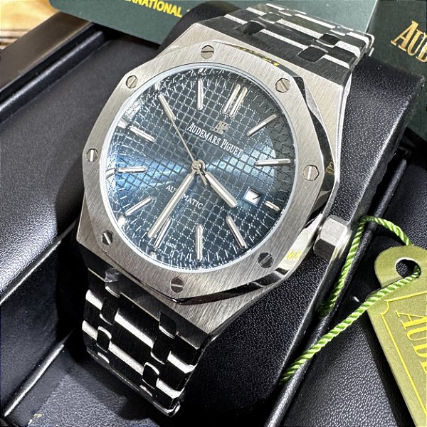 Relógio masculino linha Premium modelo Audemars Royal Oak automático Pulseira de aço inoxidável a prova d’água 40m