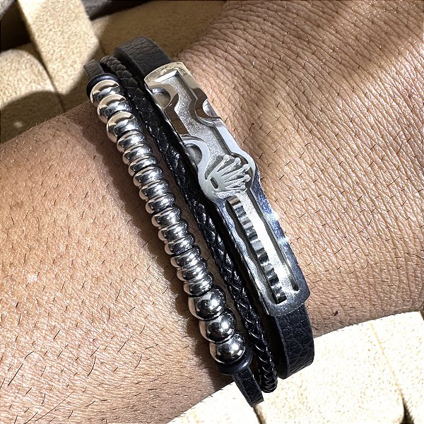 Pulseira bracelete em couro Premium modelo ROLEX