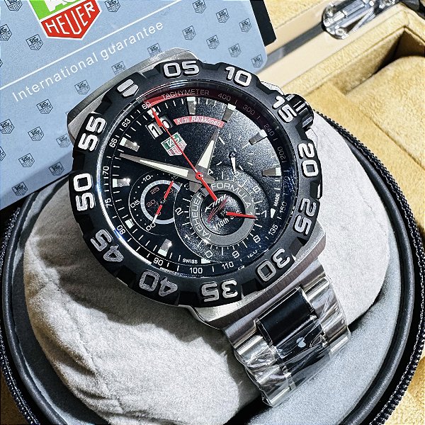 Relógio masculino linha Premium modelo Tag Fórmula 1 Kimi Raikkonen Pulseira de aço inoxidável a prova d’água 40m