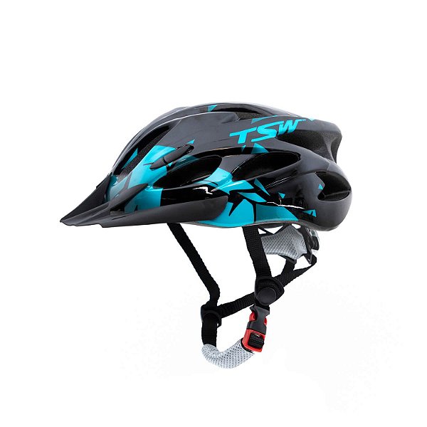 Capacete TSW Raptor II Led Preto/Azul c/ Viseira - Tam. G