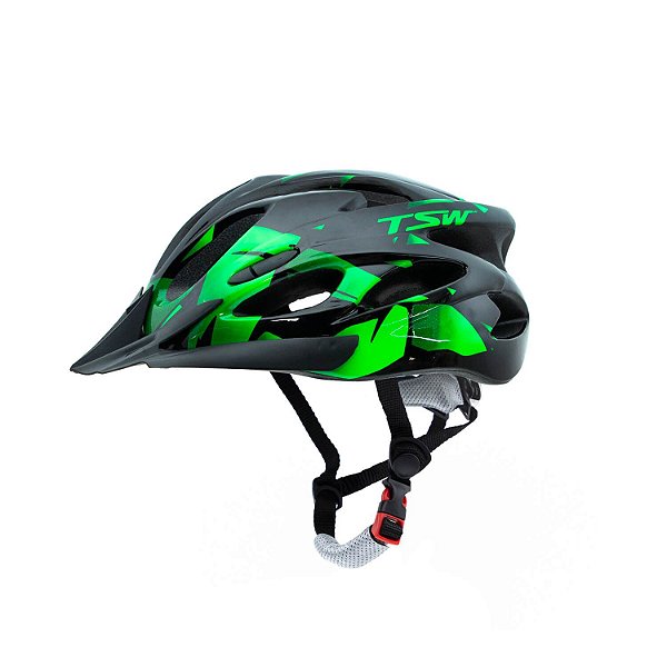 Capacete TSW Raptor II Led Preto/Verde c/ Viseira - Tam. G